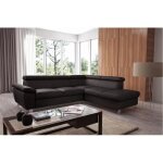 Canapé dangle convertible en cuir italien de luxe 5 places lutecia avec coffre chocolat angle droit Canapé dangle convertible en cuir italien de luxe 5 places lutecia avec coffre chocolat angle droit
