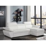 Canap d'angle convertible en cuir jonova - blanc - angle droit