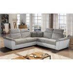 Canap dangle - convertible - felipe - en tissu beige et simili cuir blanc 5 / 6 places