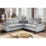 Canap dangle - convertible - felipe - en tissu gris clair et simili cuir blanc 5 / 6 places