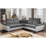 Canapé dangle - convertible - felipe - en tissu gris et simili cuir blanc 5 / 6 places Canapé dangle - convertible - felipe - en tissu gris et simili cuir blanc 5 / 6 places