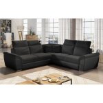 Canap� dangle - convertible - felipe - en tissu noir et simili cuir noir 5 / 6 places