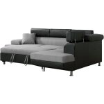 Canap dangle convertible sophia luxe - 265 x 190. 5 x 80 / 91 cm - noir / gris - 5 places - angle droit ...