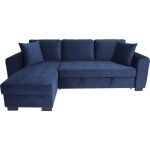Canap dangle convertible hamilton 4 places - tissu velours bleu - l 245 x p 140 x h 86 - coffre de rangement ...
