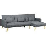 Homcom - canap dangle convertible avec mridienne - lin - 245x127x83cm - gris