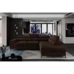 Canapé dangle convertible - larry velours - en tissu luxe marron 5 places angle droit (vu de face) Canapé dangle convertible - larry velours - en tissu luxe marron 5 places angle droit (vu de face)