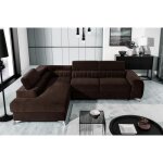 Canapé dangle convertible - larry velours - en tissu luxe marron 5 places angle gauche (vu de face) Canapé dangle convertible - larry velours - en tissu luxe marron 5 places angle gauche (vu de face)