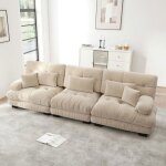 Canap� d?angle convertible modulable 3 places assise profonde et rev�tement chenille