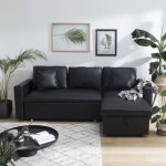 Canap� dangle convertible simili clark 3 places noir