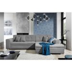 Canapé dangle convertible - soho - en tissu de qualité gris 5 / 6 places angle droit (vu de face) Canapé dangle convertible - soho - en tissu de qualité gris 5 / 6 places angle droit (vu de face)