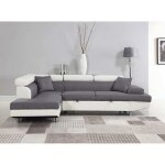 Canapé dangle convertible sophia luxe - 265 x 190. 5 x 80 / 91 cm - blanc / gris - 5 places - angle gauche ... Canapé dangle convertible sophia luxe - 265 x 190. 5 x 80 / 91 cm - blanc / gris - 5 places - angle gauche ...