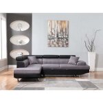 Canapé dangle convertible sophia luxe - 265 x 190. 5 x 80 / 91 cm - noir / gris - 5 places - angle gauche ... Canapé dangle convertible sophia luxe - 265 x 190. 5 x 80 / 91 cm - noir / gris - 5 places - angle gauche ...