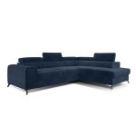 Talisay - canap dangle droit - 5 places - convertible avec coffre - en velours - bleu marine