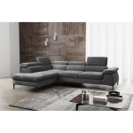 Grand canap� dangle gauche convertible en velours gris anthracite sepina