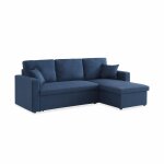 Canap� dangle convertible en tissu bleu - ida - 3 places. fauteuil dangle r�versible coffre rangement ...