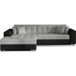 Canap dangle convertible en tissu gris et simili noir de qualit 5 places angle gauche (vu de face) ...