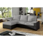 Canap� dangle convertible - en tissu gris et simili noir angle gauche (vu de face) - lucas