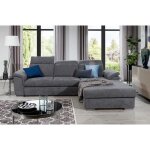 Canapé dangle convertible en tissu luxe gris foncé 5 places angle droit (vu de face) - tresor Canapé dangle convertible en tissu luxe gris foncé 5 places angle droit (vu de face) - tresor