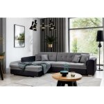 Canap� dangle convertible en tissu velours gris et noir luxe 5 places angle gauche (vu de face) soho ...