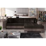 Canapé dangle convertible en tissu velours luxe chocolat et marron 5 places angle droit (vu de face) ... Canapé dangle convertible en tissu velours luxe chocolat et marron 5 places angle droit (vu de face) ...