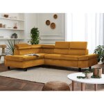 Nairobi - canapé dangle convertible - en velours - 5 places - avec têtières - gauche - jaune Nairobi - canapé dangle convertible - en velours - 5 places - avec têtières - gauche - jaune