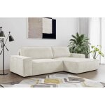 Canap� dangle droit convertible en velours c�tel� beige amelia