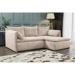 Canap� dangle droit convertible en velours c�tel� fines c�tes beige teodora
