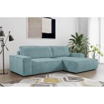 Canap� dangle droit convertible en velours c�tel� bleu turquoise amelia