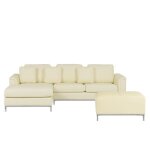 Beliani - canap dangle  droite avec pouf en cuir beige oslo