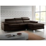 Canap� d'angle en cuir mishima - marron - 3 places - confort moelleux