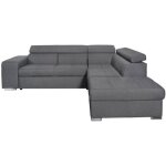 Canap d'angle soan convertible en tissu - gris fonc - angle droit