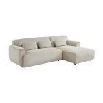 Canap dangle droit. 2  3 places. velours ctel beige. wallas l 196 x p 151 / 91 / x h 73cm