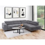 Canapé d'angle droit relax avec assise coulissante électrique en tissu anthracite moniso Canapé d'angle droit relax avec assise coulissante électrique en tissu anthracite moniso