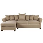 Canapé angle côté droit en tissu beige 3 places vikna Canapé angle côté droit en tissu beige 3 places vikna