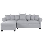 Canapé angle côté droit en tissu gris clair 3 places vikna Canapé angle côté droit en tissu gris clair 3 places vikna