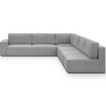 Canap d'angle  droite convertible 10 pl avec coffre en velours ctel gris clair - harper mod