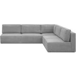 Canap d'angle  droite 8 places en velours ctel gris clair - harper mod