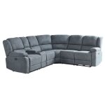 Canap angle lectrique 5 places en tissu gris fonc avec port usb rokke