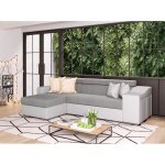 Canapé dangle elona convertible bi - matière blanc et gris avec poufs de rangement à droite - l264 x ... Canapé dangle elona convertible bi - matière blanc et gris avec poufs de rangement à droite - l264 x ...