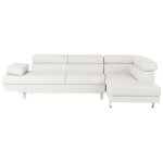 Canap angle  gauche 5 places en cuir pu blanc norrea