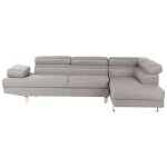 Canap angle  gauche 5 places en tissu gris clair norrea