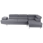Canapé angle à gauche 5 places en tissu gris norrea Canapé angle à gauche 5 places en tissu gris norrea