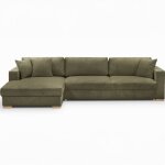 Canap dangle  gauche convertible 5 places en velours ctel vert kaki - robin