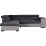 Canap� dangle gauche convertible + coffre 5 places - tissu gris - l 271 x p 220 x h 77 cm - armstrong ...