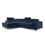 Talisay - canap� dangle gauche - 5 places - convertible avec coffre - en velours - bleu marine