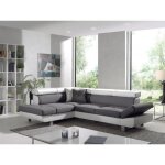 Lisbona - canap dangle gauche convertible - 5 places - avec ttires - blanc / gris