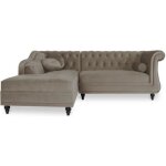 Canapé dangle gauche empire taupe velours styl. . . Canapé dangle gauche empire taupe velours styl. . .