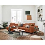 Olinda - canap d'angle gauche - 5 places - convertible avec coffre et ttires rglables - en tissu ...