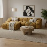 Canap� d?angle lorelia 4 places avec tissu textur� jaune - 305 cm