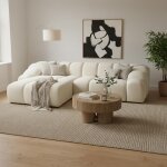 Canap� d?angle lorelia 4 places avec tissu velours doux au toucher beige - 305 cm